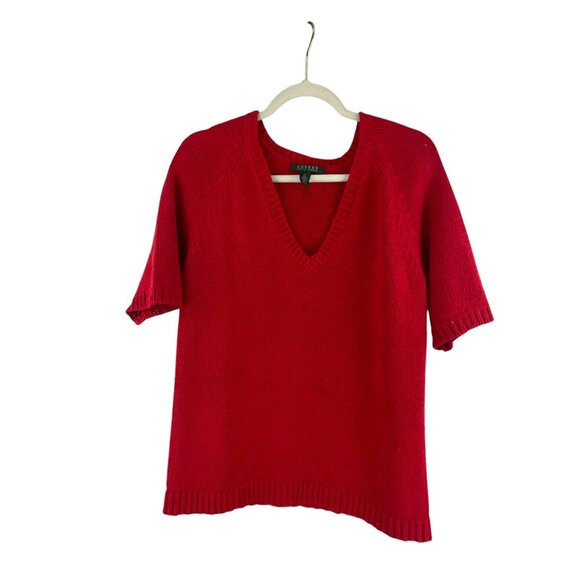 Lauren Ralph Lauren Red Chunky Knit Short Sleeve Sweater XL Valentine's Day - Picture 6 of 6